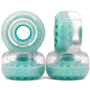 80A Indoor/Outdoor | 2.44" (62 MM) | Transparent Teal with Glitter Wheels Set | FREE SHIPPING