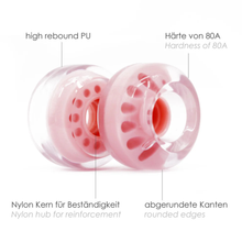 80A Indoor/Outdoor | 2.44" (62 MM) | Transparent Pink Wheels Set | FREE SHIPPING