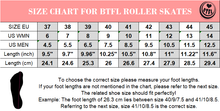 BTFL roller skate sizing chart 