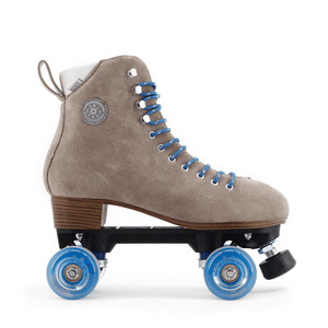 BTFL Tony Pro Genuine Suede Artistic Grey taupe roller skate available at BTFLStore.com Sanded front face 80a wheels