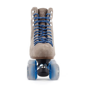 BTFL Tony Pro Refurbished roller skates available at BTFLStore.com grey taupe blue roller skate